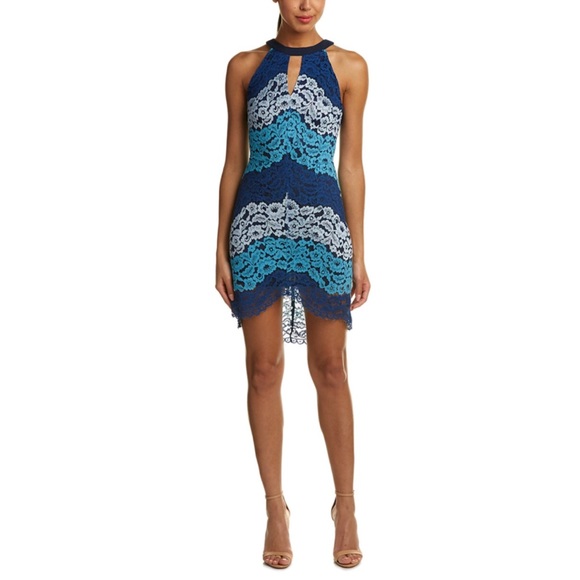 -Anthropologie Blue Lace Color Block Dress- - Picture 5 of 5